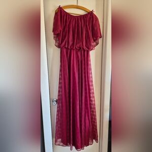 1970 Vintage Off The Shoulder Maxi Dress